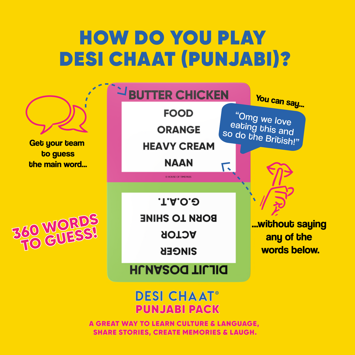 How to play the Punjabi Pack: guess Butter Chicken without saying food, orange, heavy cream or naan