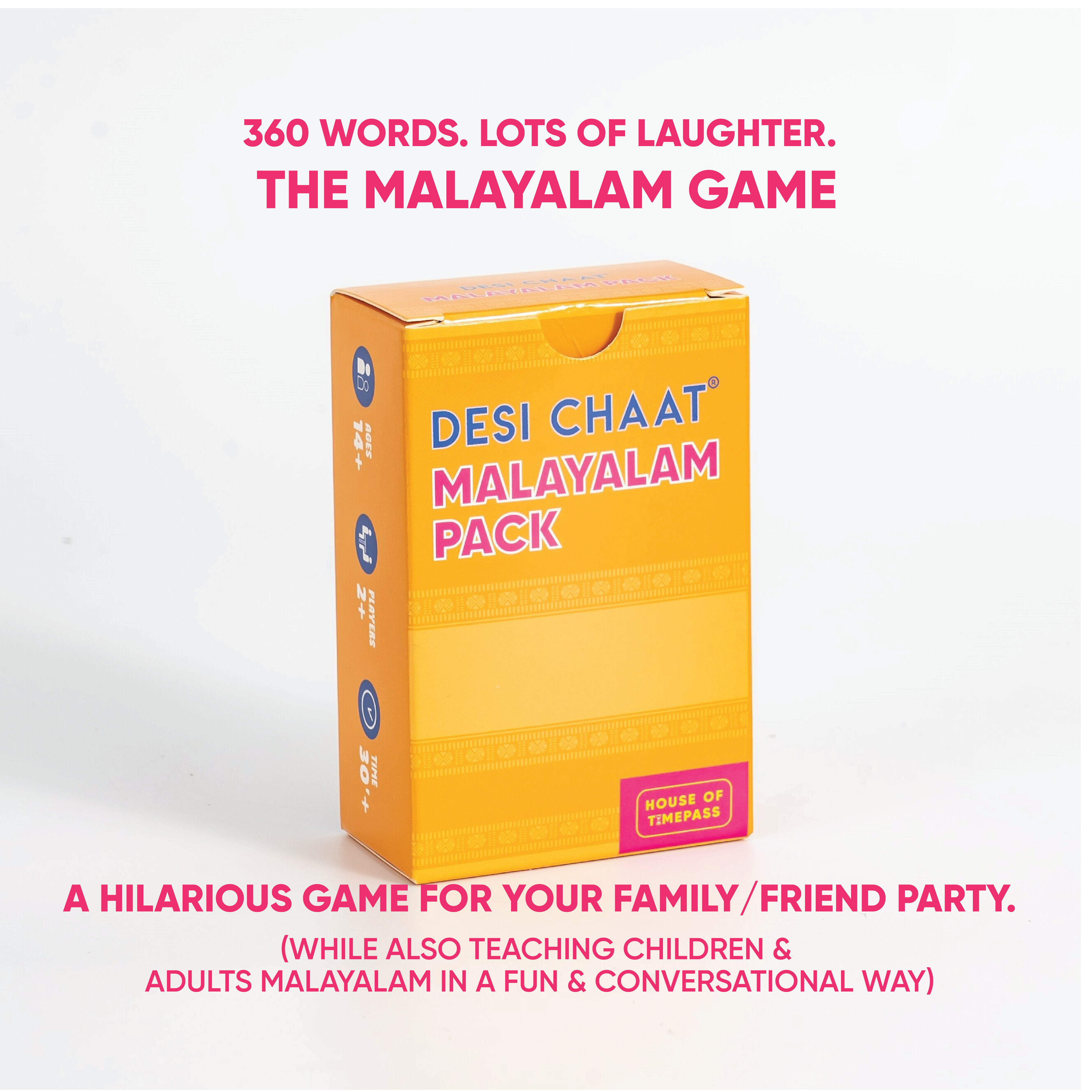 Desi Chaat Malayalam Pack: 360 words of Malayalam culture for a family or friends party