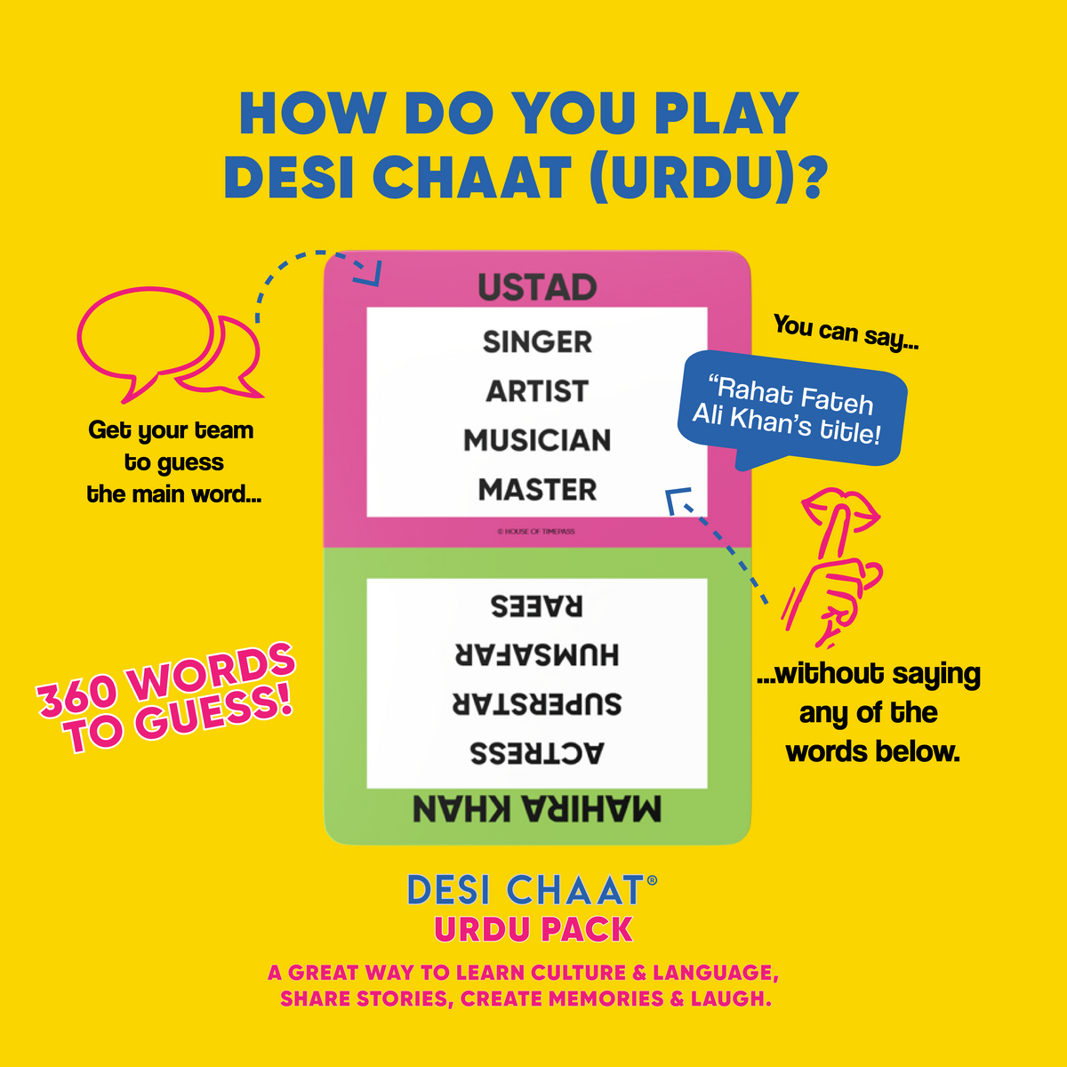How to play the Urdu Pack: guess Ustad without saying singer, artist, musician or master