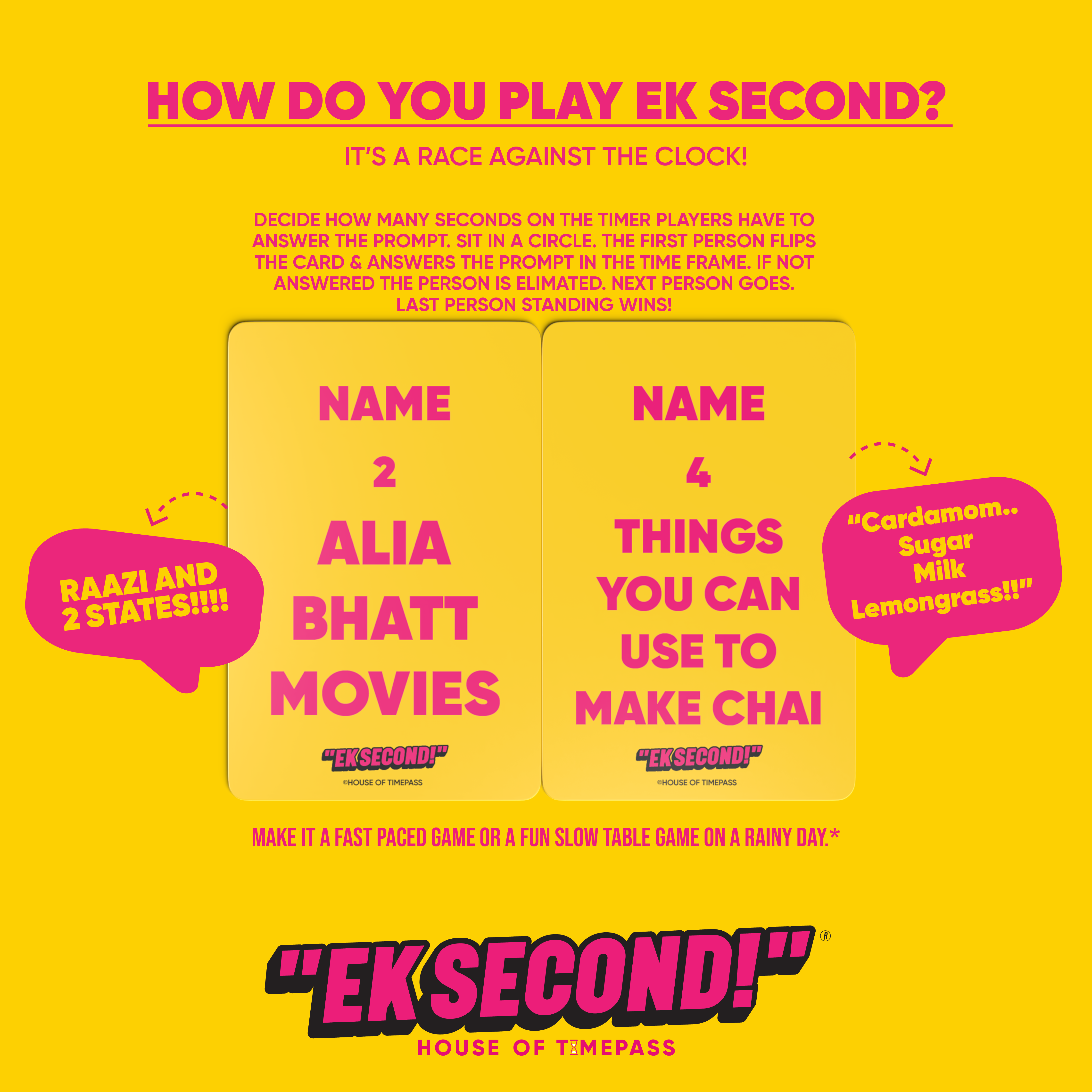 How to play Ek Second: a race against the clock to answer the prompt on the card